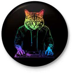 printfashion DJ macska - Kitűző, hűtőmágnes - Fekete (17980971)