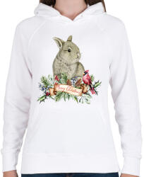 printfashion Karácsonyi nyuszi - Női kapucnis pulóver - Fehér (17906141)