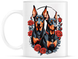 printfashion Dobermannok rózsákkal - Bögre - Fehér (17890710)