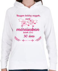 printfashion 60 (2*30) szülinap március - Női kapucnis pulóver - Fehér (18228557)