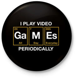 printfashion All day games - Kitűző, hűtőmágnes - Fekete (18456585)
