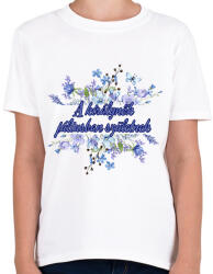 printfashion királynők kék virág - Gyerek póló - Fehér (18482350)