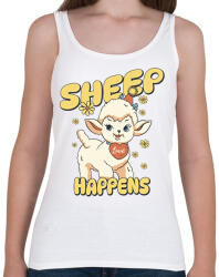 printfashion Sheep Happens - Női atléta - Fehér (18388405)
