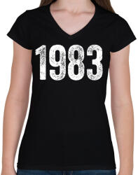 printfashion 1983 - Női V-nyakú póló - Fekete (18252421)