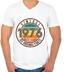 printfashion 1976 kör fehér - Férfi V-nyakú póló - Fehér (18050769)