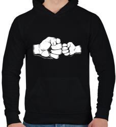 printfashion Apa és fia ökölpacsi - Férfi kapucnis pulóver - Fekete (17999500)