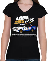 printfashion Lada Rally - Női V-nyakú póló - Fekete (18464917)