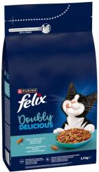 FELIX Doubly Delicious macskatáp lazaccal, tengeri hallal 1, 4 kg