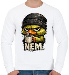 printfashion Grumpy kiskacsa kávéval - Férfi pulóver - Fehér (18101660)