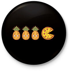 printfashion Pizza pacman - Kitűző, hűtőmágnes - Fekete (17857432)