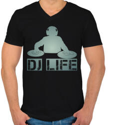 printfashion Dj life - Férfi V-nyakú póló - Fekete (18343488)
