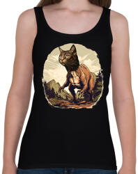 printfashion T-rex macska - Női atléta - Fekete (18009514)