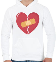 printfashion Broken Heart - Férfi kapucnis pulóver - Fehér (18130018)