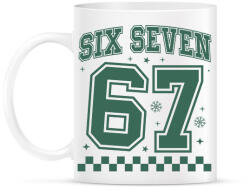 printfashion six seven 67 zöld - Bögre - Fehér (18282010)