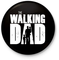 printfashion The walking dad - apa két gyerekkel - fehér - Kitűző, hűtőmágnes - Fekete (18442845)