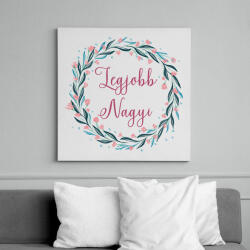 printfashion Legjobb Nagyi virágkoszorúban - Vászonkép - Fehér (18211155)