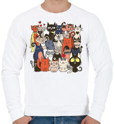 printfashion Macskák - Férfi pulóver - Fehér (18103910)