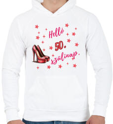 printfashion Szülinap tűsarkú pink 50 - Férfi kapucnis pulóver - Fehér (18289481)