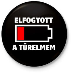 printfashion Elfogyott a türelmem - Kitűző, hűtőmágnes - Fekete (18134008)