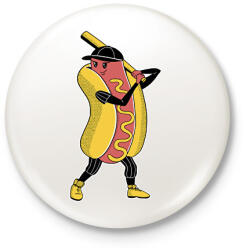 printfashion Hot dog baseball - Kitűző, hűtőmágnes - Fehér (18039468)