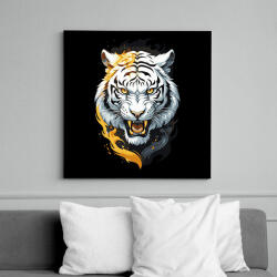 printfashion Fehértigris - Vászonkép - Fekete (17910083)