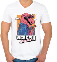 printfashion GTA Leonida - Férfi V-nyakú póló - Fehér (18485034)