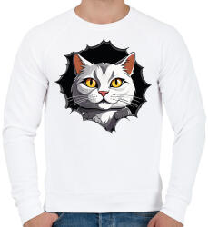 printfashion Macska - Férfi pulóver - Fehér (17983808)