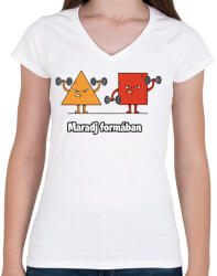 printfashion Maradj formában - Női V-nyakú póló - Fehér (18123295)