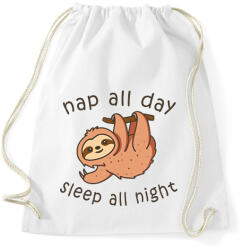 printfashion Nap all day Sleep all night Lajhár - Sportzsák, Tornazsák - Fehér (16344943)