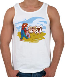 printfashion Farmer és a tehenek - Férfi atléta - Fehér (18027360)