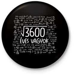 printfashion 60 éves matematikus - Kitűző, hűtőmágnes - Fekete (18208959)
