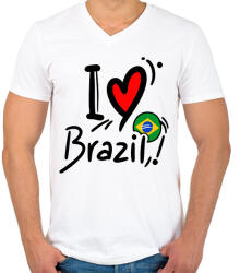 printfashion I love Brazil - Férfi V-nyakú póló - Fehér (18427326)