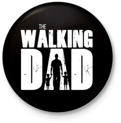 printfashion The walking dad - apa két gyerekkel - fehér - Kitűző, hűtőmágnes - Fekete (18446967)