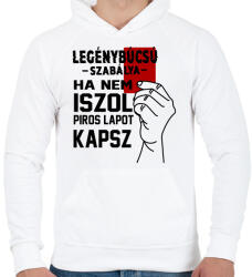 printfashion Legénybúcsú szabálya - Férfi kapucnis pulóver - Fehér (18263772)