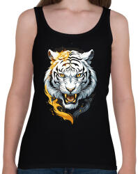 printfashion Fehértigris - Női atléta - Fekete (17909305)