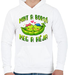 printfashion Mint a borsó meg a héja - Férfi kapucnis pulóver - Fehér (18112918)