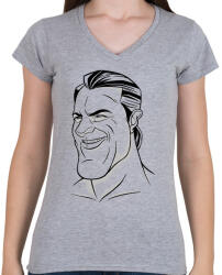 printfashion Gigachad - Női V-nyakú póló - Sport szürke (17921409)