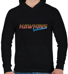 printfashion hawkins indiana - Férfi kapucnis pulóver - Fekete (18106169)