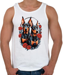 printfashion Dobermannok rózsákkal - Férfi atléta - Fehér (17890301)