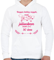 printfashion 60 (230) szülinap július - Férfi kapucnis pulóver - Fehér (18477713)