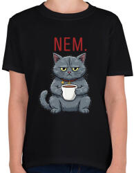 printfashion Nem - Macska - Gyerek póló - Fekete (18096326)