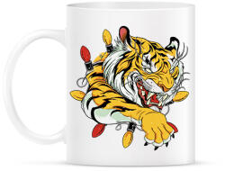 printfashion Tigris karácsonyi fényekkel - Bögre - Fehér (18016026)