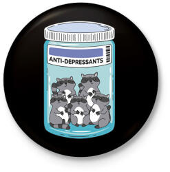 printfashion Antidepresszáns mosómacik - Kitűző, hűtőmágnes - Fekete (17961723)