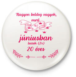 printfashion 40 (2*20) szülinap június - Kitűző, hűtőmágnes - Fehér (18358106)
