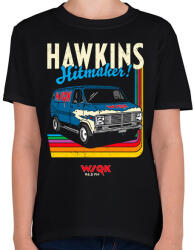 printfashion SWQK Hawkins hitmakers! - Gyerek póló - Fekete (18080300)