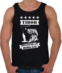 printfashion A legnagyobb horgász névvel - Férfi atléta - Fekete (18318281)