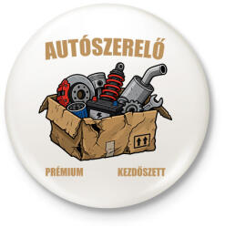 printfashion Prémium autószerelő - Kitűző, hűtőmágnes - Fehér (18464828)