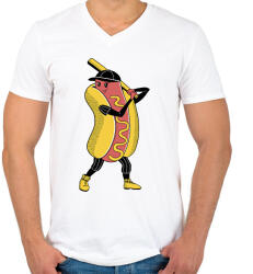 printfashion Hot dog baseball - Férfi V-nyakú póló - Fehér (18038642)