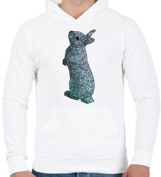 printfashion Vonalrajz nyuszi - kékeszöld - Férfi kapucnis pulóver - Fehér (18296979)