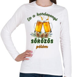 printfashion Karácsonyi sörözős póló - Női hosszú ujjú póló - Fehér (17904326)